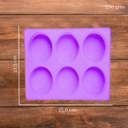 Silicone Handmade Oval Shape Soap Moulds with 6 Cavities -150 GM