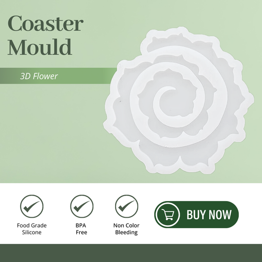 Fancy 3D Flower Coaster Mould