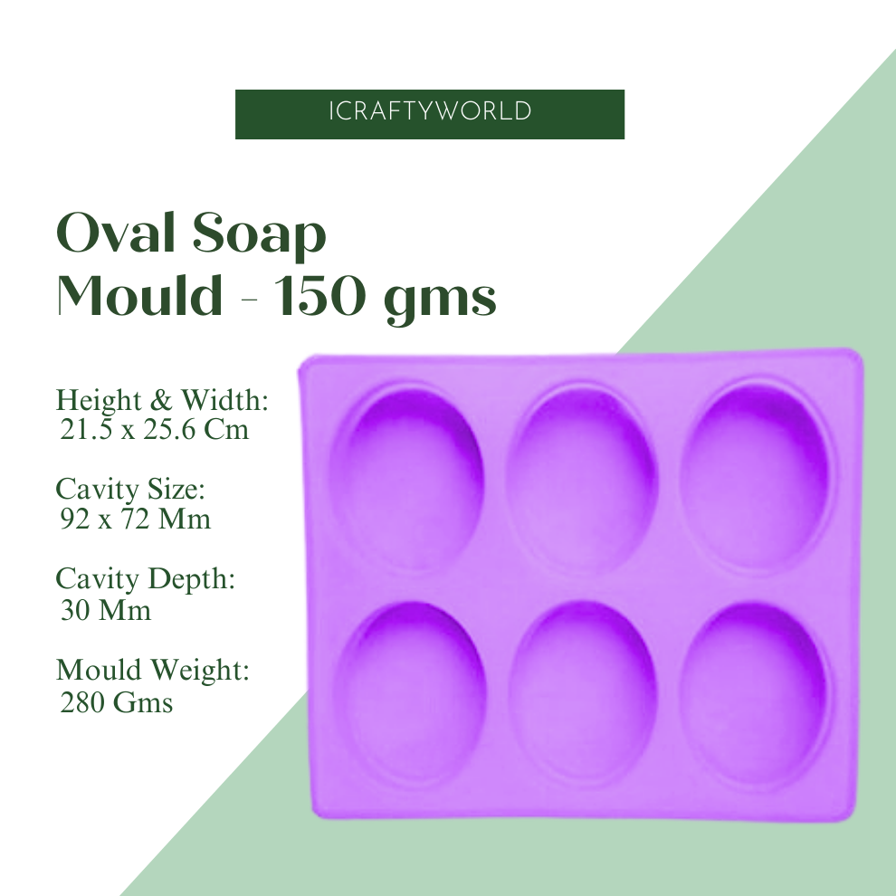 Silicone Handmade Oval Shape Soap Moulds with 6 Cavities -150 GM