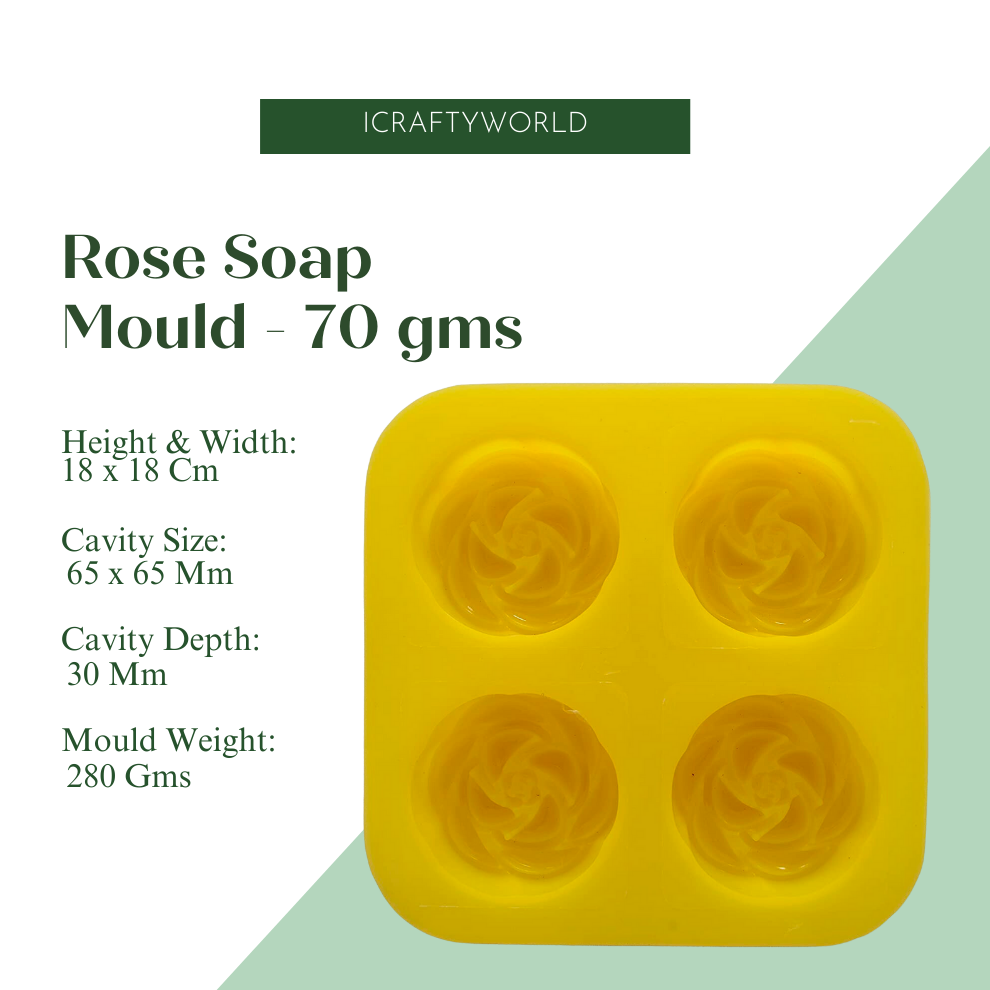 Blooming Rose Shape 4 Cavity Silicone Soap Mould 70 GMS
