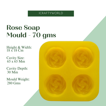 Blooming Rose Shape 4 Cavity Silicone Soap Mould 70 GMS