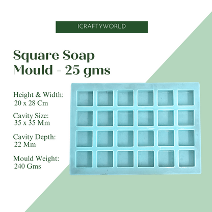 Handmade Square Shape Soap Making Moulds- 25 GM