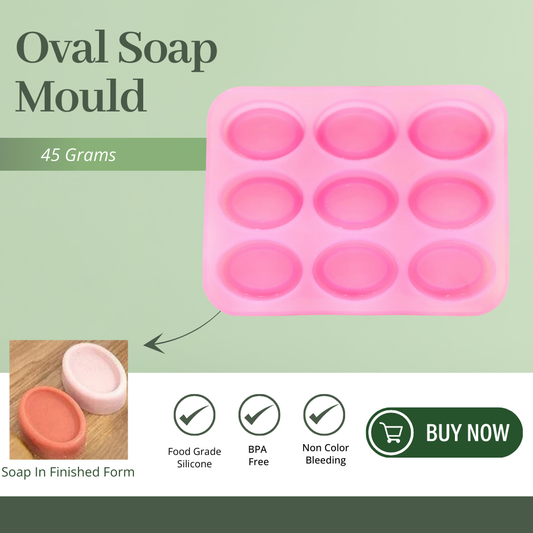 Silicone Handmade Oval Shape Soap Making Mould - 45 GM