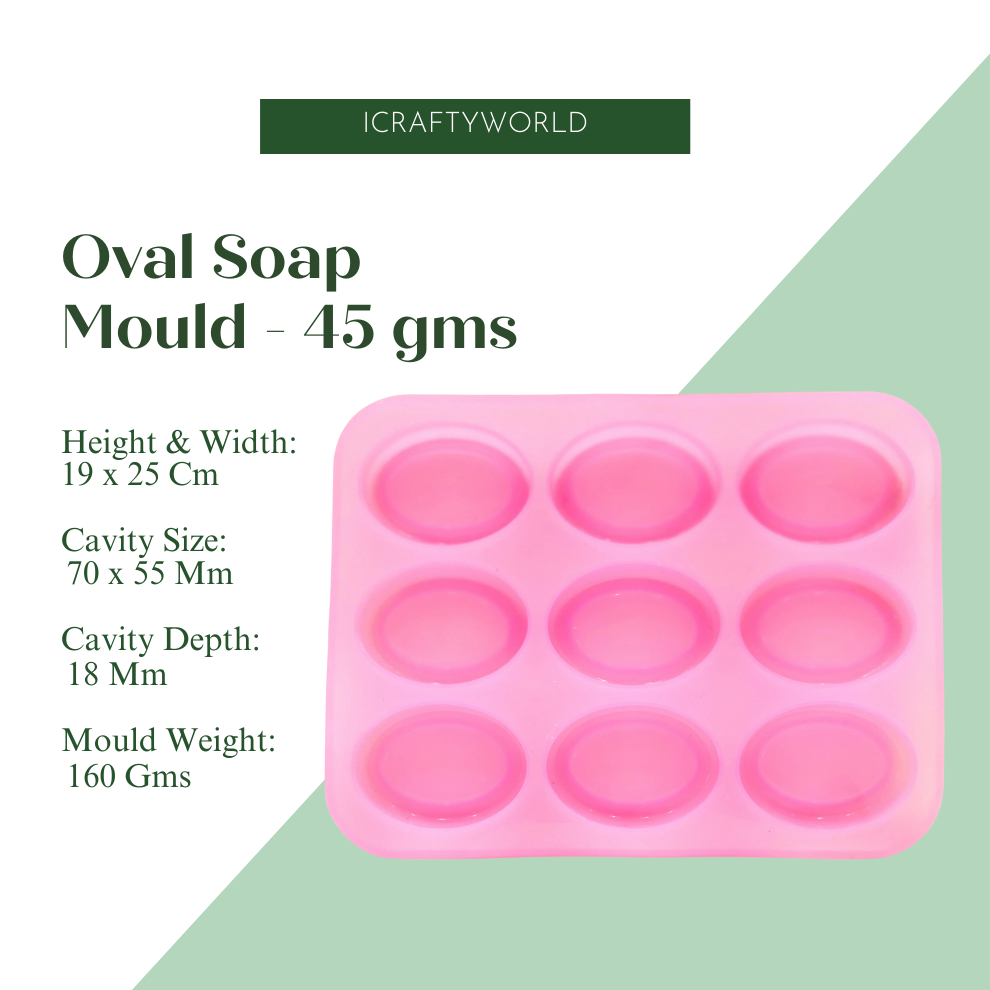 Silicone Handmade Oval Shape Soap Making Mould - 45 GM