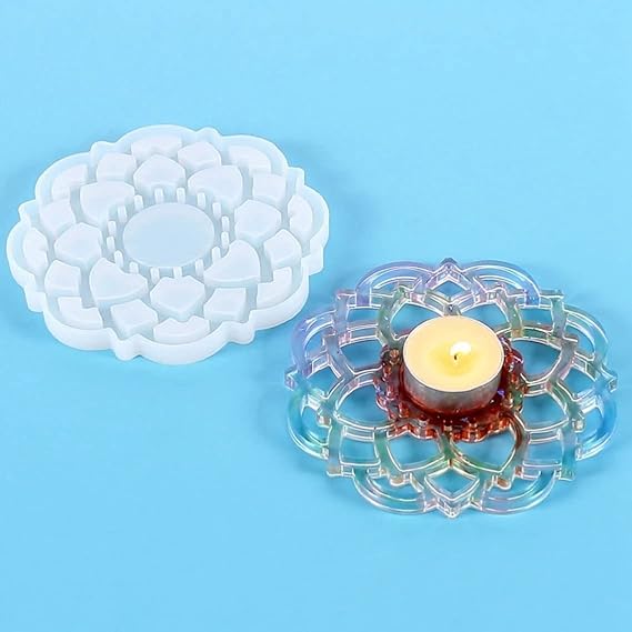 Lotus Flower Design Tealight Candle Holder Mould 5 Inch