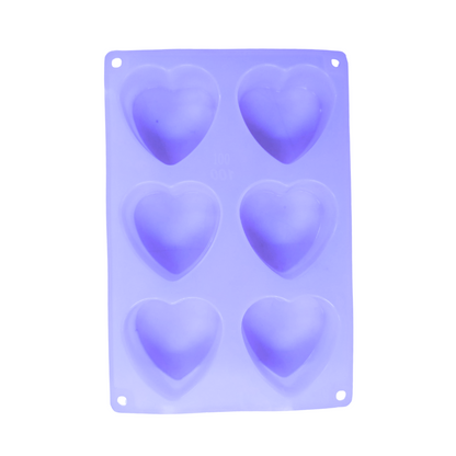 Heart Shape 6 Cavity Silicone Soap Mould - 100 GMS