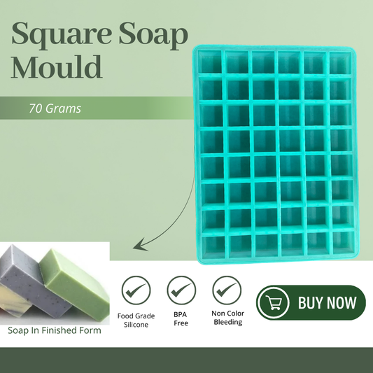 Handmade Square Shape Soap Making Mould - 70 GM