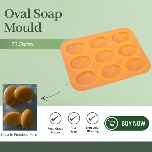 Silicone Handmade Oval Shape Soap Making Mould - 70 GM
