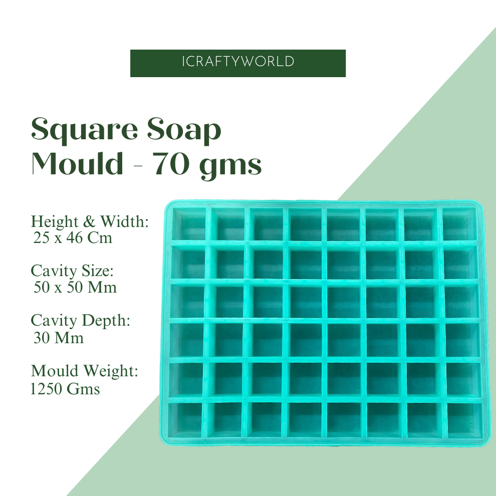 Handmade Square Shape Soap Making Mould - 70 GM