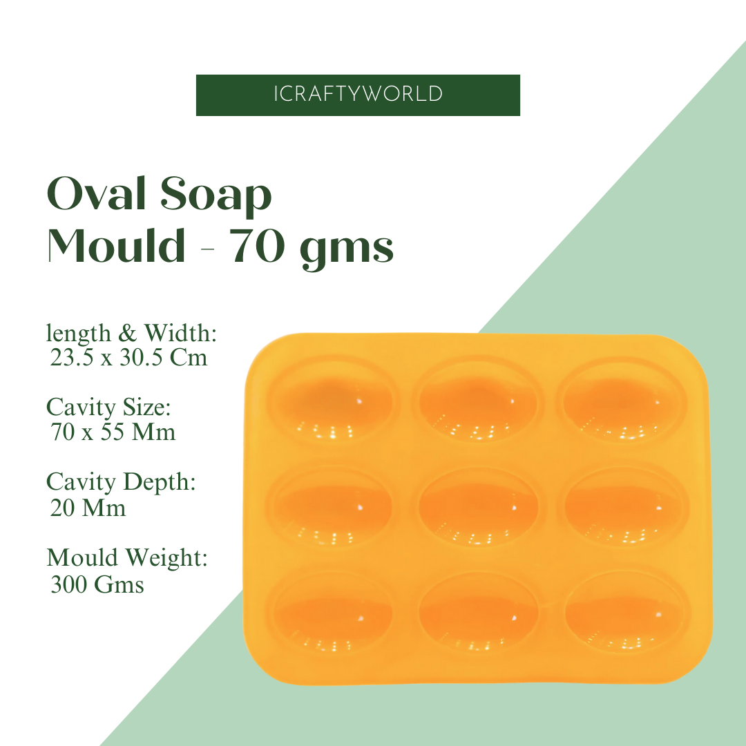 Silicone Handmade Oval Shape Soap Making Mould - 70 GM