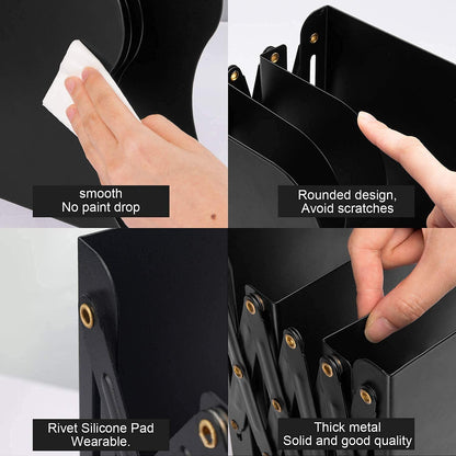 Metal Bookends Expandable Book Holder Organizer for Table (Solar System)