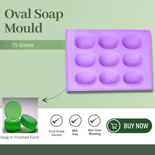 Silicone Handmade Oval Shape Soap Making Moulds -75 GM