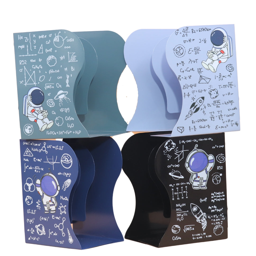 Metal Bookends Expandable Book Holder Organizer for Table (Solar System)