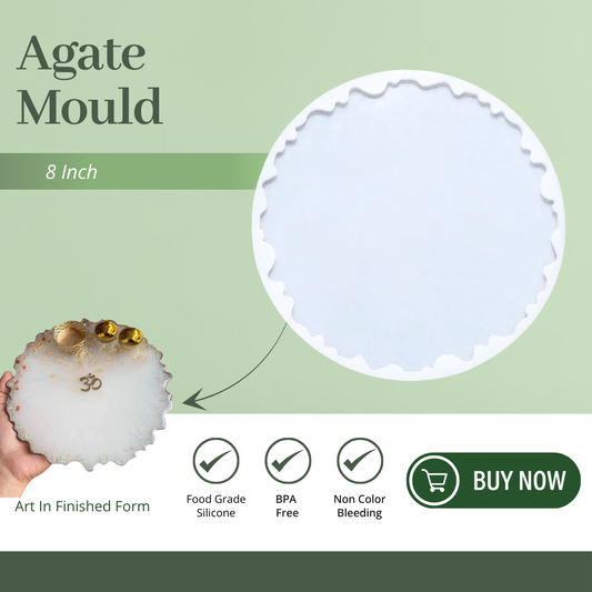 8 Inch Silicone Agate Round Coaster Mould