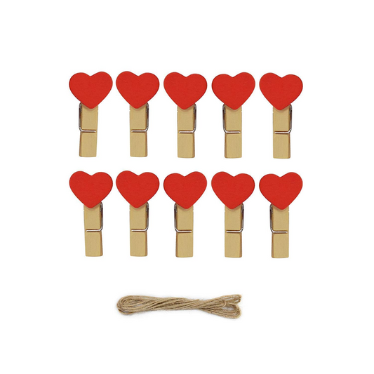 Mini Wooden Paper Clips with String