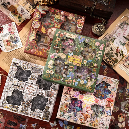 Vintage Retro Decorative Stickers for Scrapbook, Journaling