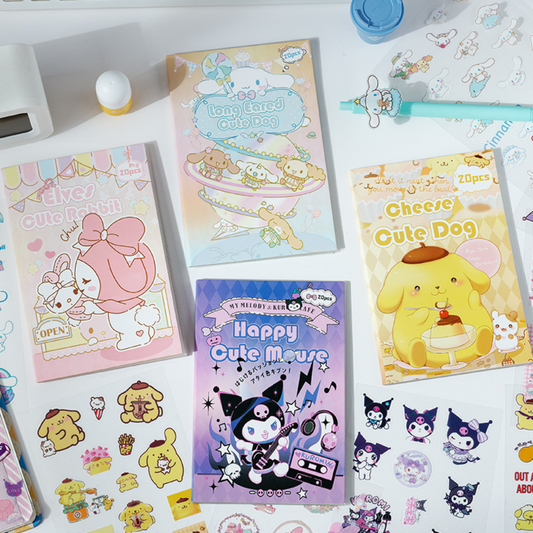 Sanrio Stickers Book 20 Sheets Cute Cartoon Pet Stickers Set
