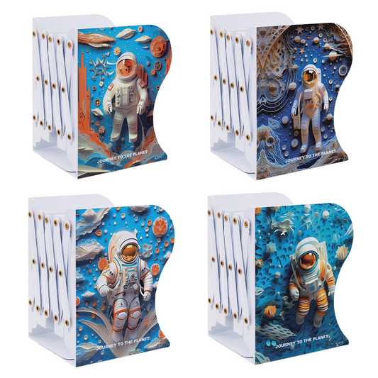 Metal Bookends Expandable Book Holder Organizer for Table (Astronaut)