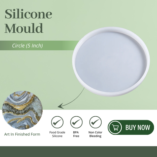 Transparent Silicone Coaster Mold Circle 5X5 Inch