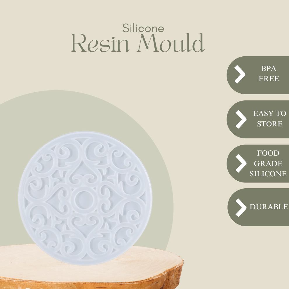 Silicone Mandala Flower Round Tray Mold