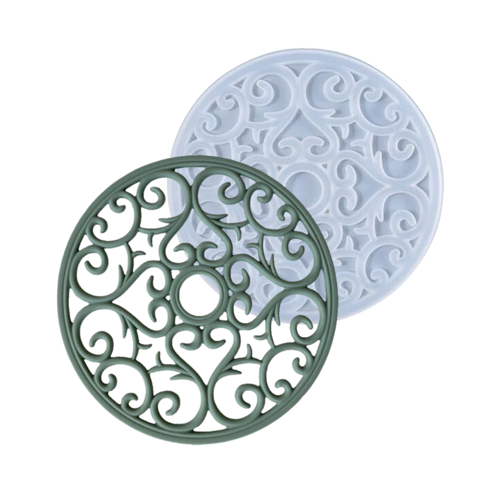 Silicone Mandala Flower Round Tray Mold
