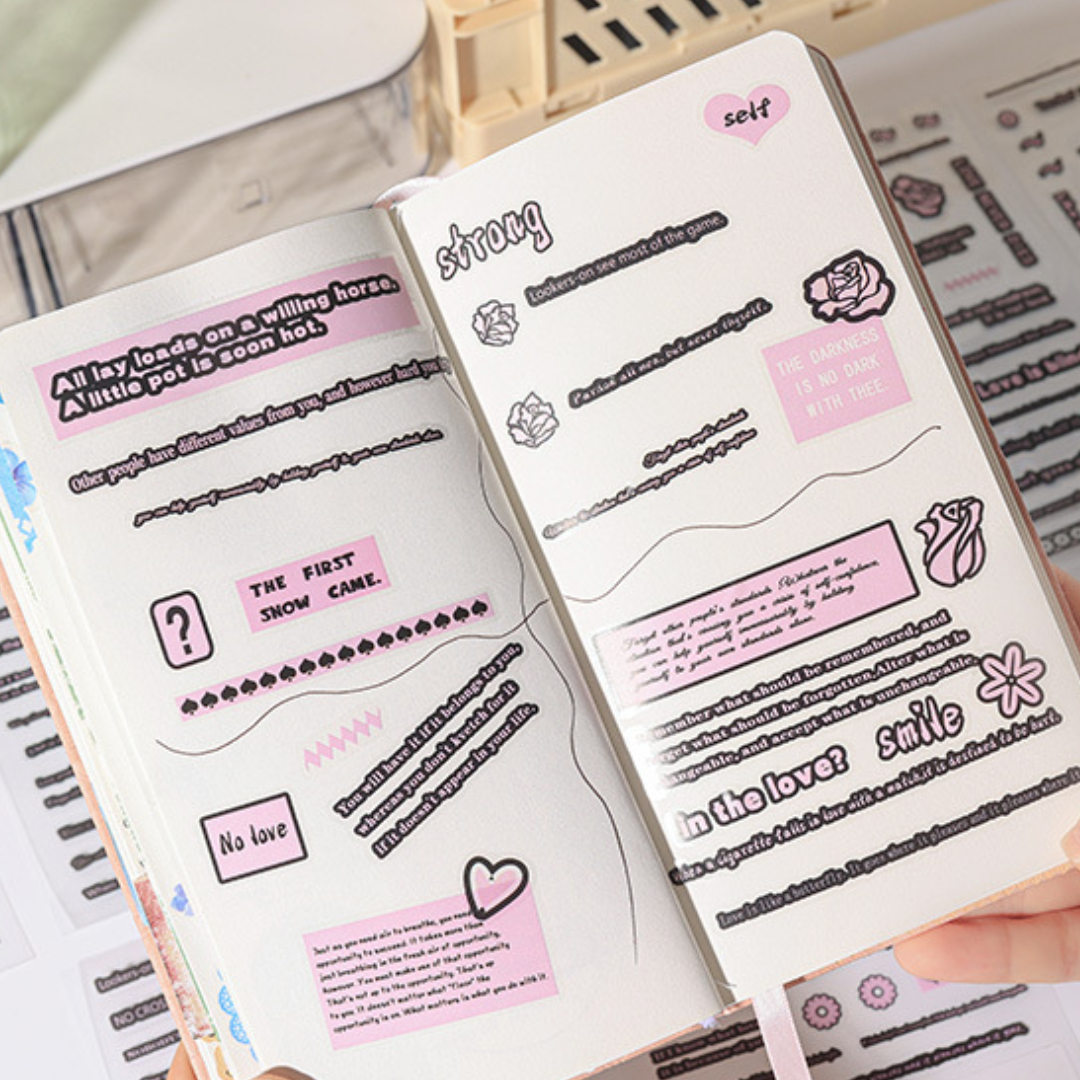Motivational Quotes Journal Sticker, 6 Sheets