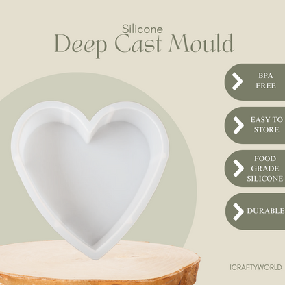 Silicone Deep Casting Resin Mould Heart Shape 6 inch