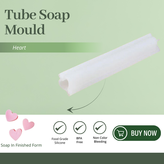 Silicone Long Tube Soap Mould - Heart Shape