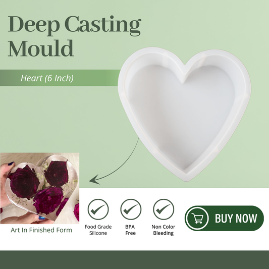 Silicone Deep Casting Resin Mould Heart Shape 6 inch