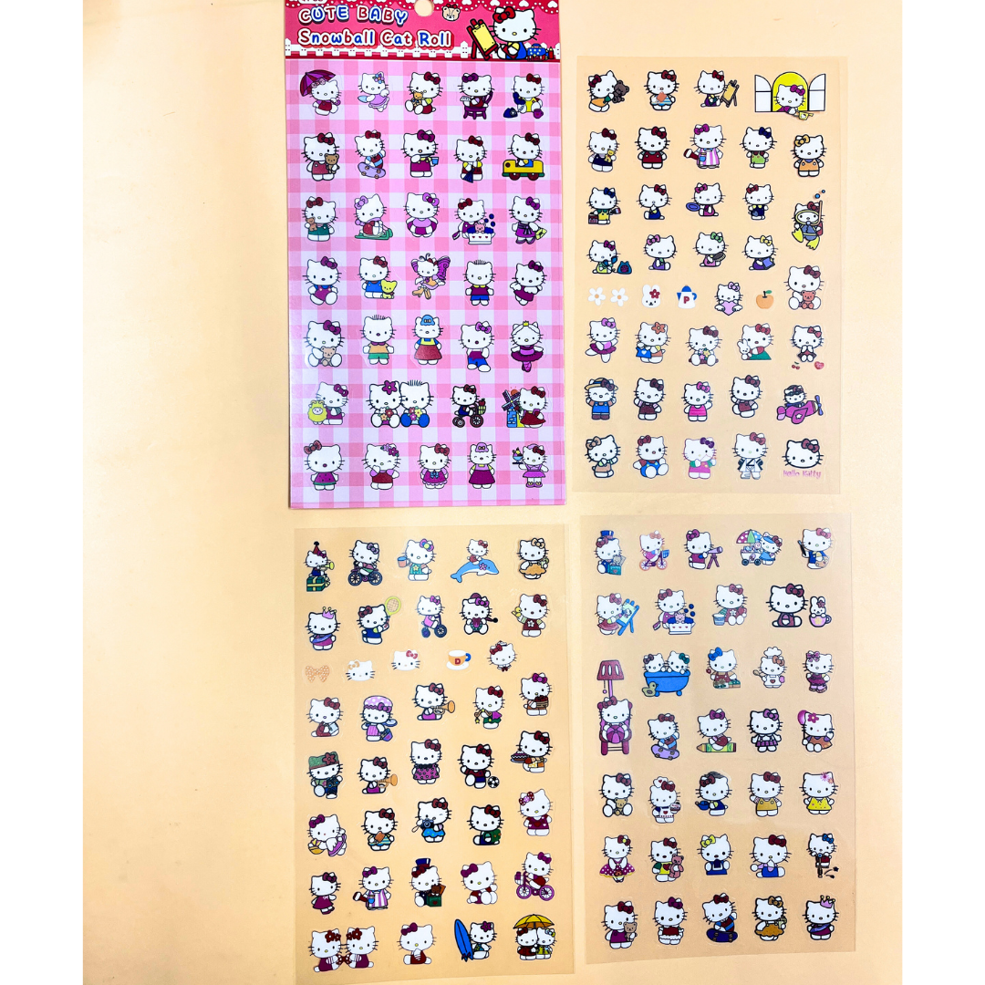 4 Sheets Sanrio Cartoon Stickers Set