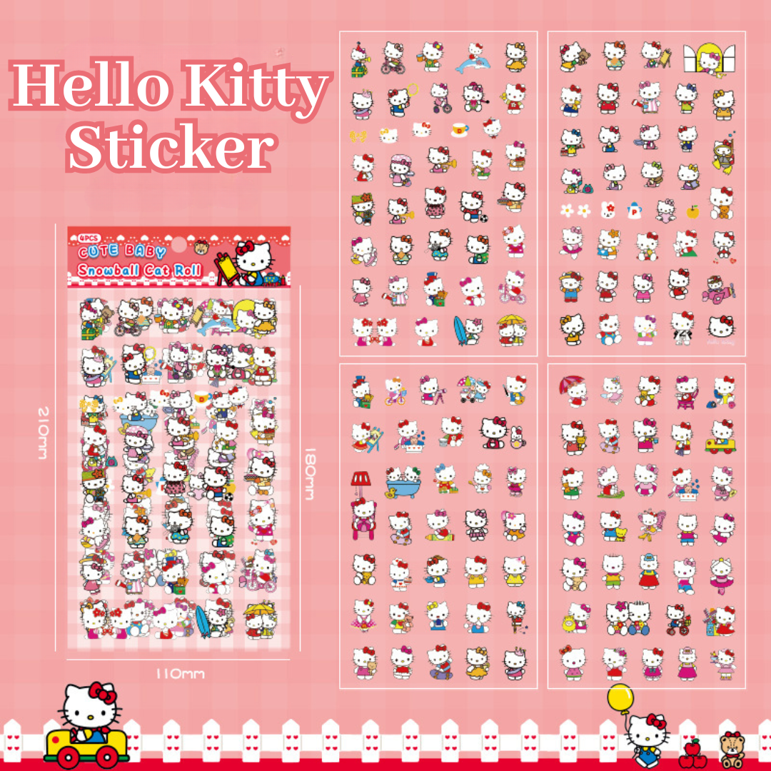 4 Sheets Sanrio Cartoon Stickers Set