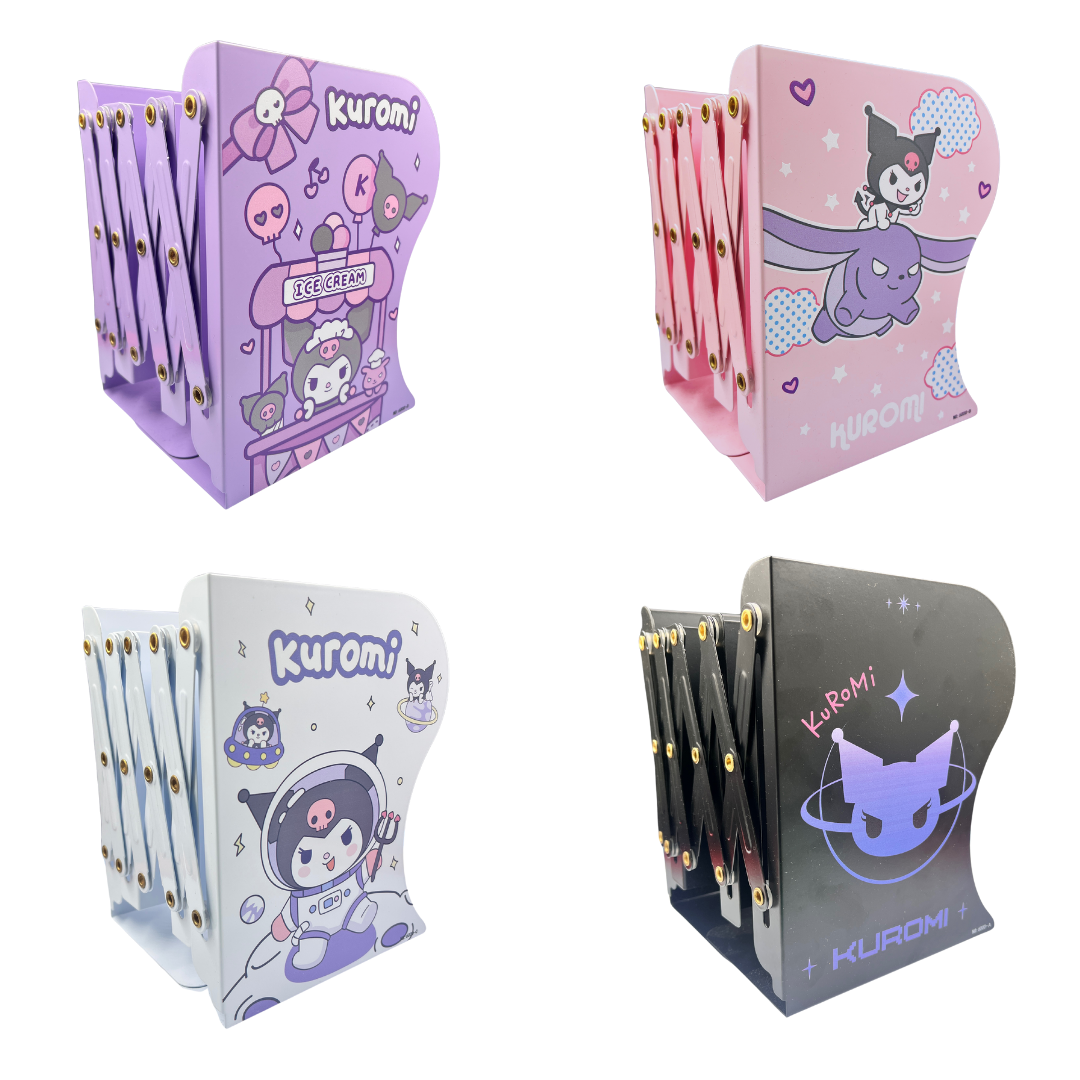 Metal Bookends Expandable Book Holder Organizer for Table (Kuromi)
