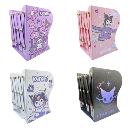 Metal Bookends Expandable Book Holder Organizer for Table (Kuromi)