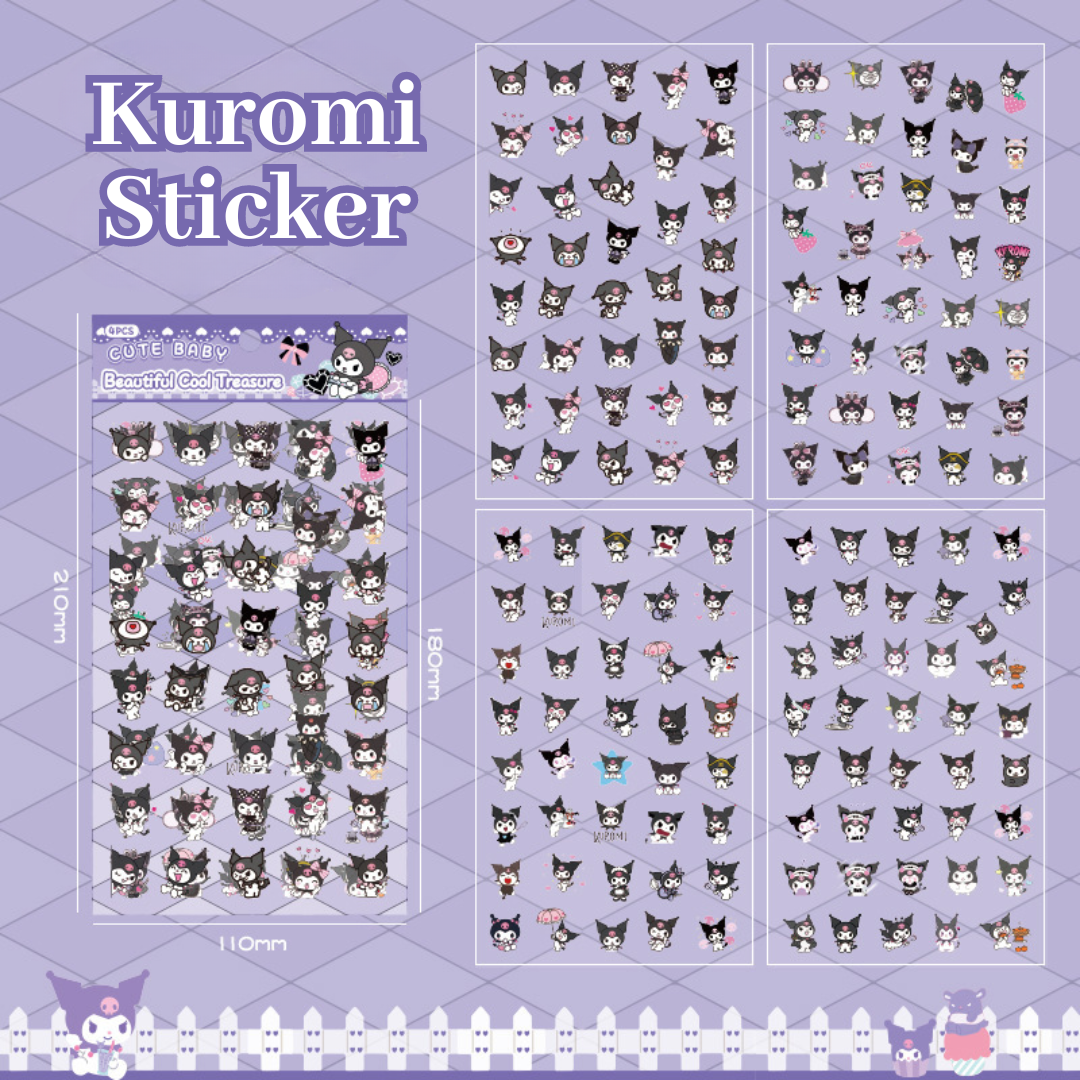 4 Sheets Sanrio Cartoon Stickers Set