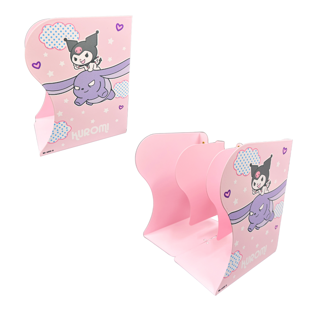 Metal Bookends Expandable Book Holder Organizer for Table (Kuromi)