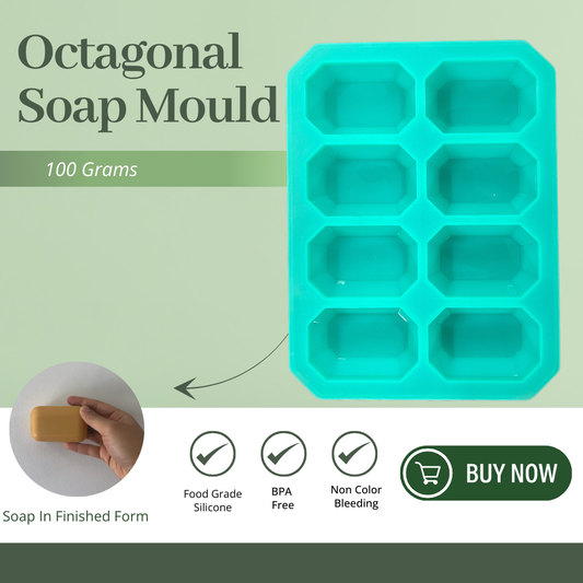 Octagonal Shape 8 CVT Silicone Soap Mould- 100 GMS