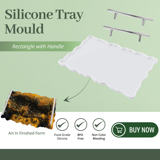 Rectangle Tray Mould with Silver Handle - 9 x 12 Inch