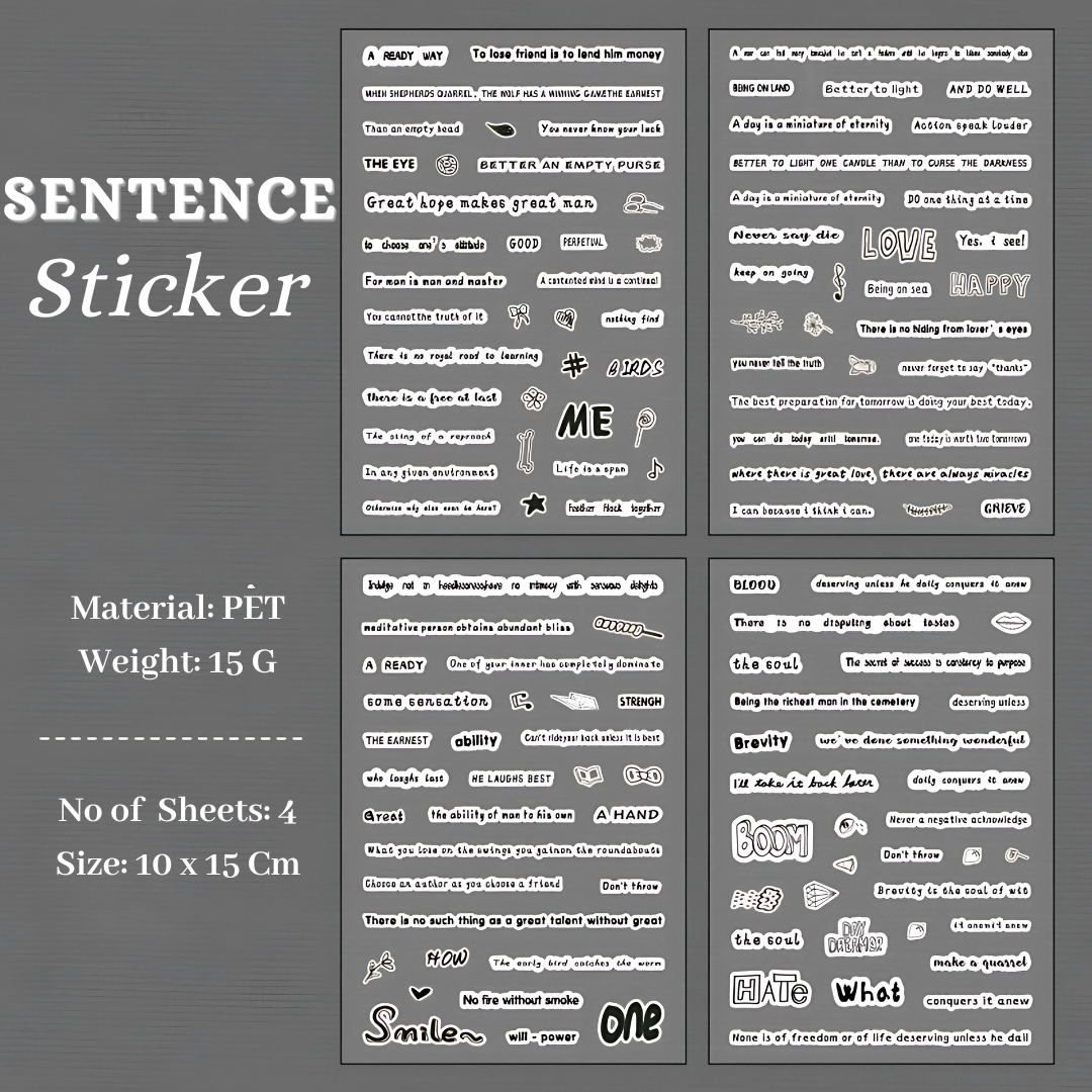 Word, Quotes Sticker 4 Sheet