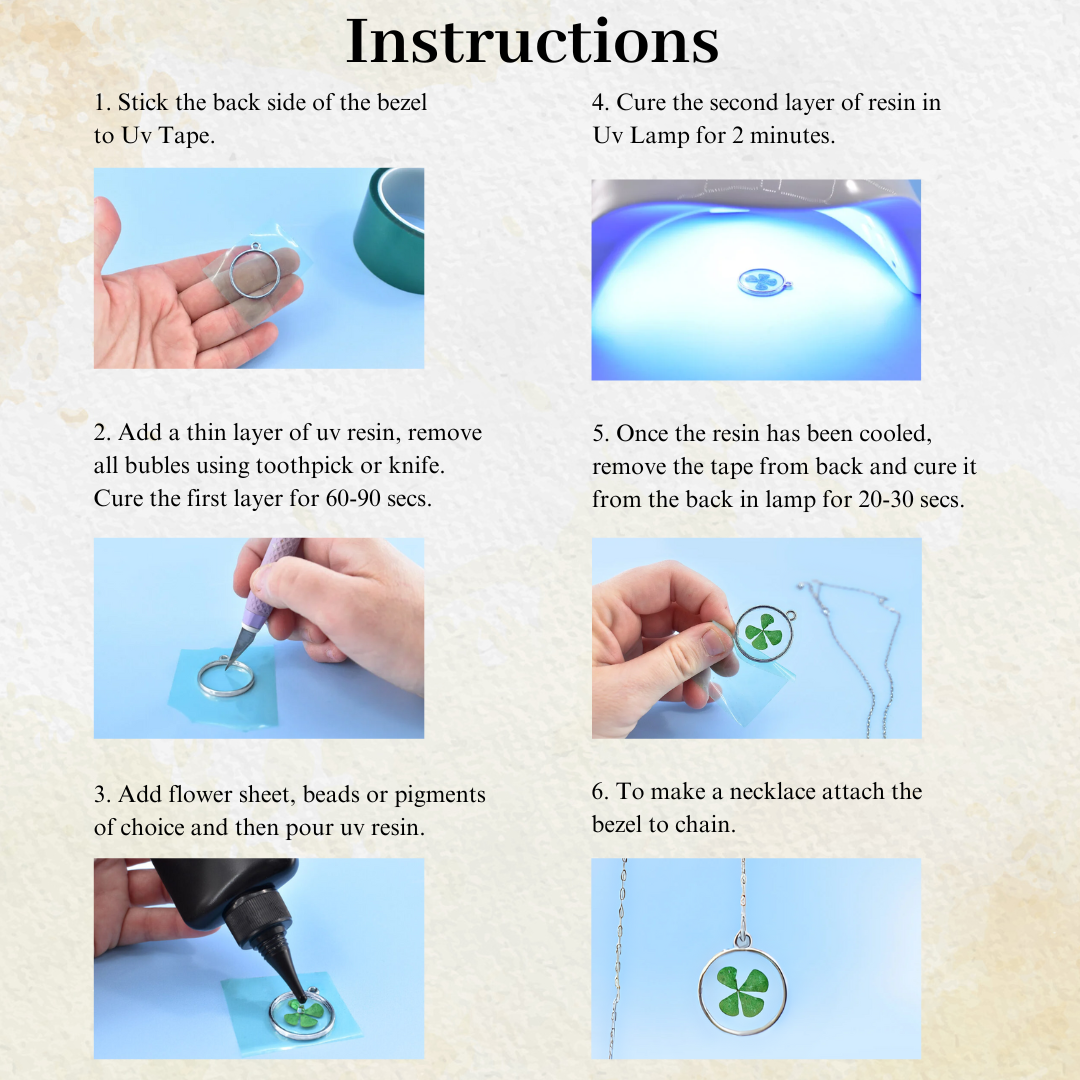 Uv Resin Kit, Bezel Jewellery Making Kit, 120 Items
