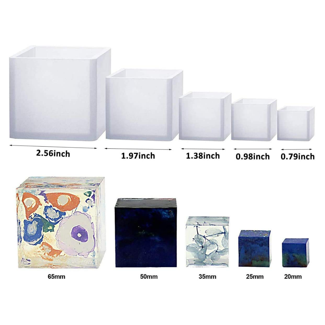 Square Cube Block Mould Deep Cast Mold Pack of 5