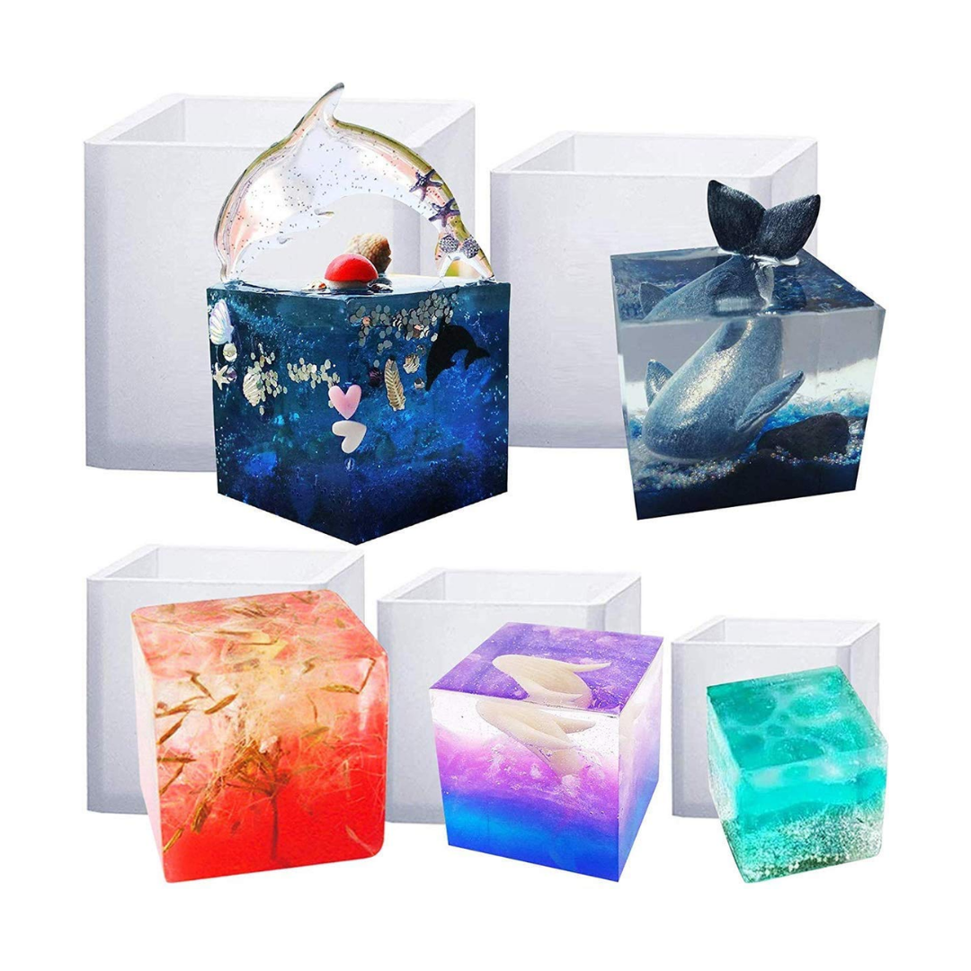 Square Cube Block Mould Deep Cast Mold Pack of 5