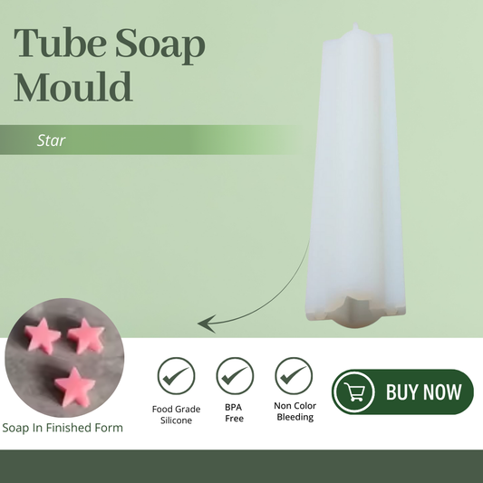 Silicone Long Tube Soap Mould - Star Shape
