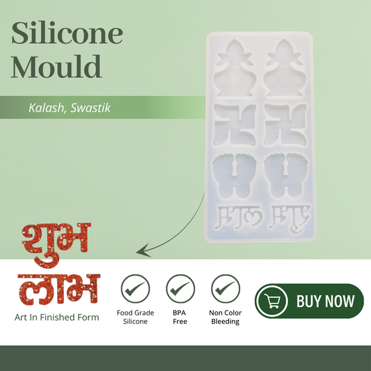Swastik Kalash Mix Shubh Labh Silicone Casting Mould