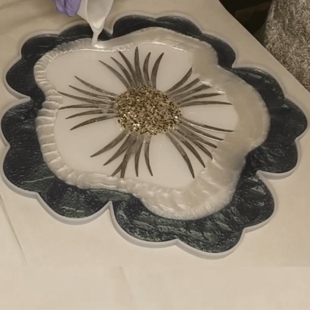 Large Silicone Petals Flower Tray Resin Mold -13 Inch