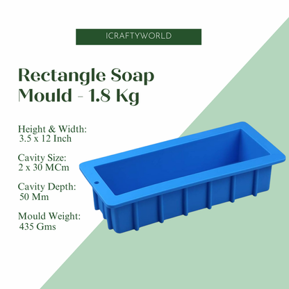 Silicone Rectangle Loaf Soap Mould -3.5" X 2" X 12"/1.80 KG/ 1 CVT