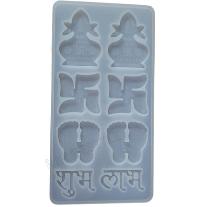 Swastik Kalash Mix Shubh Labh Silicone Casting Mould