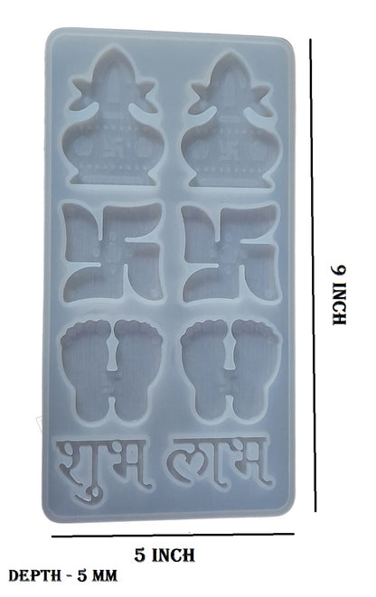 Swastik Kalash Mix Shubh Labh Silicone Casting Mould