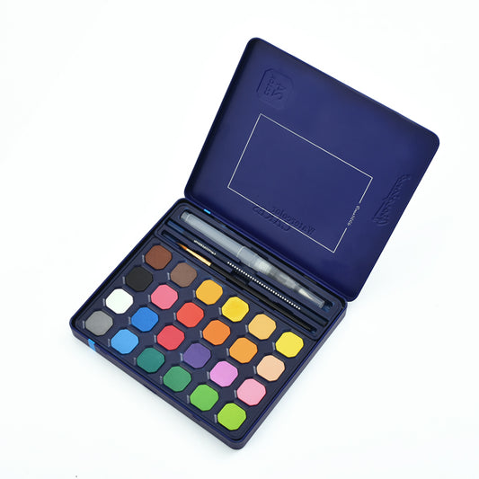 24 Watercolor Paints Set with Paint Brush Cake Color
